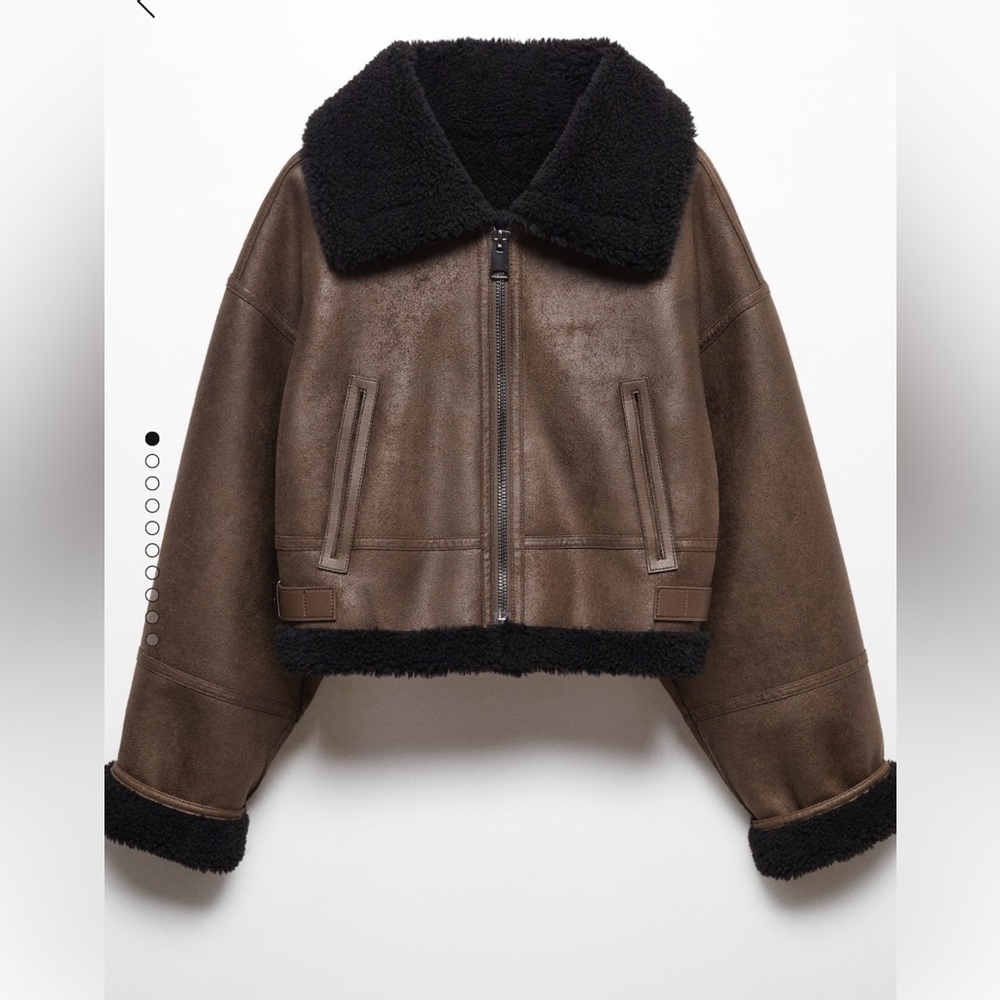 NWT chocolate shearling cropped jacket